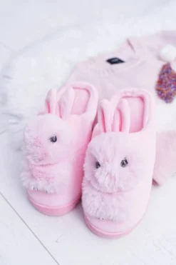 Papcie Damskie Klasyczne Z Królikiem Różowe Howi