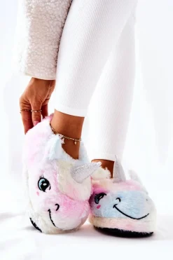 Papcie Damskie Wsuwane Jednorożce Wielokolorowe