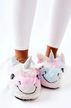 Papcie Damskie Wsuwane Jednorożce Wielokolorowe