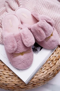 Papcie Damskie Z Futerkiem I Uszkami Ciemny Róż Semmi