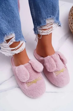 Papcie Damskie Z Futerkiem I Uszkami Ciemny Róż Semmi