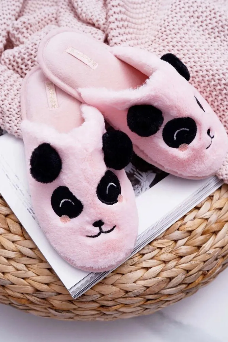 Papcie Damskie Z Futerkiem Pandy Różowe Fimeo