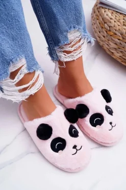 Papcie Damskie Z Futerkiem Pandy Różowe Fimeo