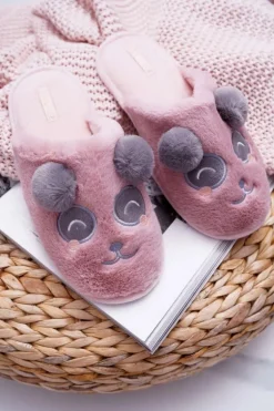 Papcie Damskie Z Futerkiem Pandy Ciemny Róż Fimeo