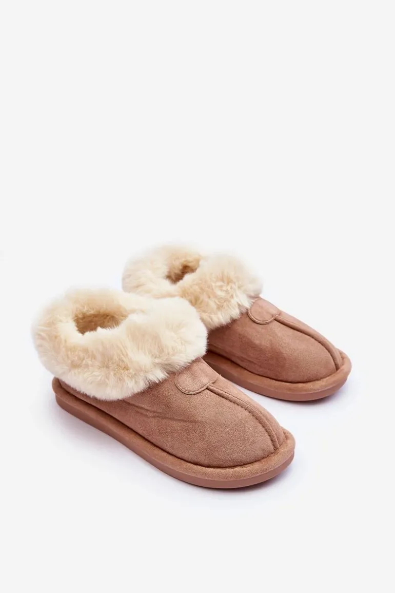 Papcie Damskie Z Futerkiem Beżowe Lanoze