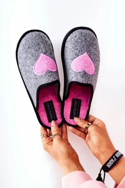 Papcie Domowe Panto Fino II267010 Szaro-Różowe