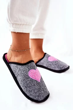 Papcie Domowe Panto Fino II267010 Szaro-Różowe