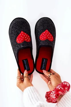 Papcie Domowe Panto Fino II267009 Czarno-Czerwone