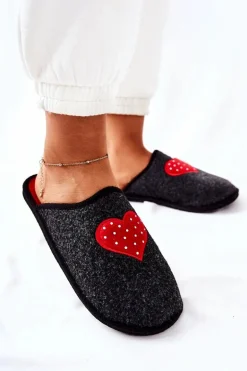 Papcie Domowe Panto Fino II267009 Czarno-Czerwone