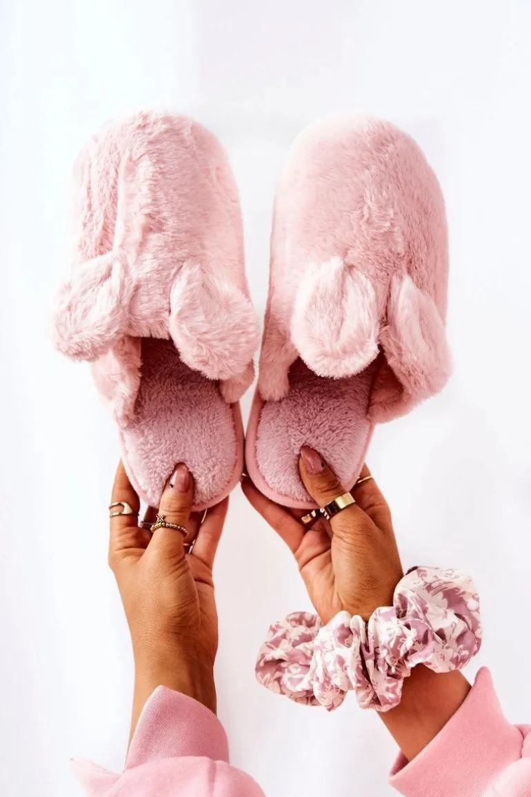 Papcie Futrzane Z Uszami Różowe Thorpe