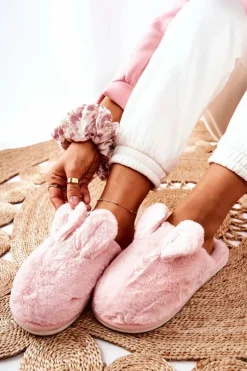 Papcie Futrzane Z Uszami Różowe Thorpe