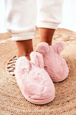 Papcie Futrzane Z Uszami Różowe Thorpe