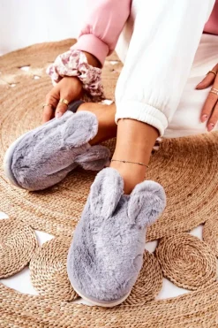 Papcie Futrzane Z Uszami Szare Thorpe