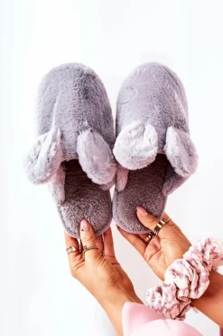 Papcie Futrzane Z Uszami Szare Thorpe