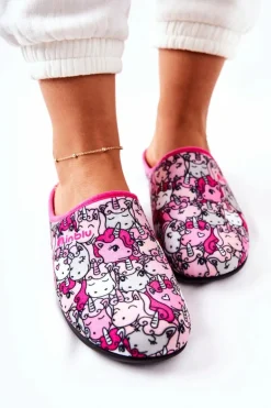 Papcie Klapki Befado Jednorożce 155D201 Różowe