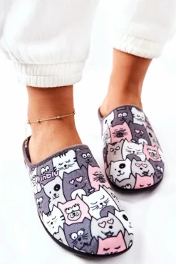 Papcie Klapki Befado Kotki 155D200 Szare