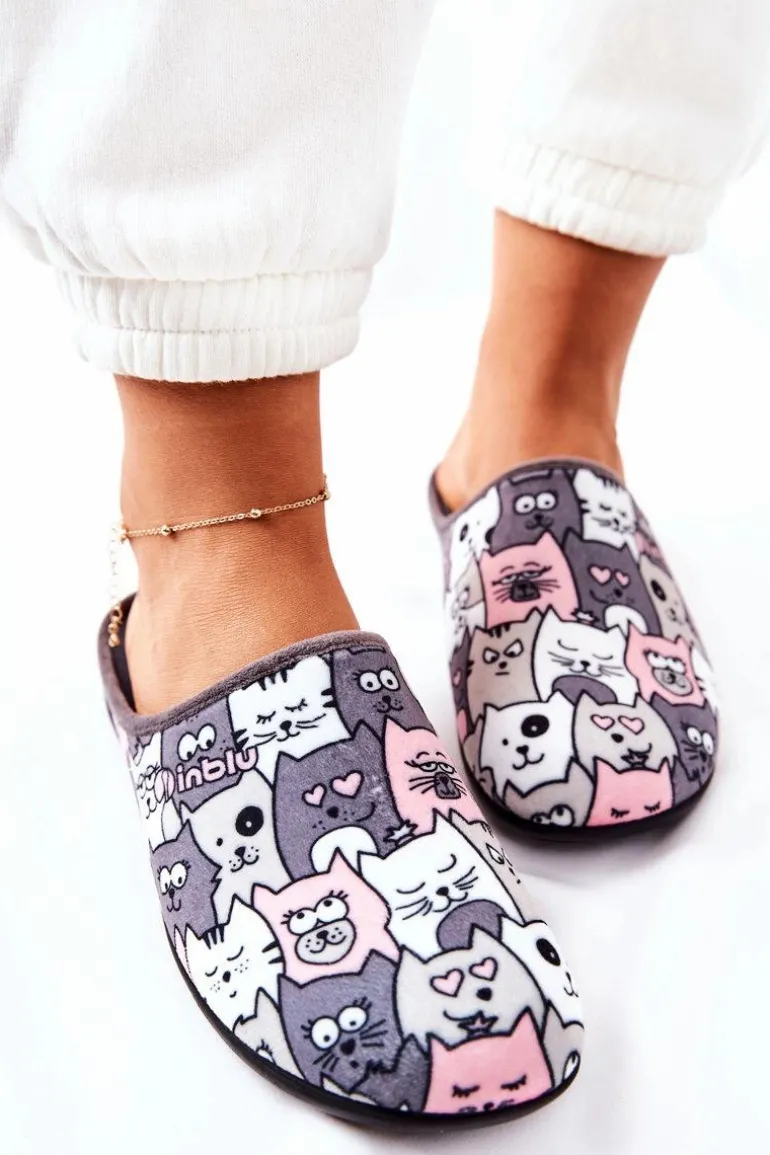 Papcie Klapki Befado Kotki 155D200 Szare