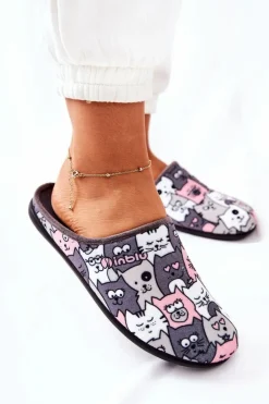 Papcie Klapki Befado Kotki 155D200 Szare