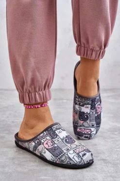 Papcie Klapki Befado Kotki 155D208 Szare