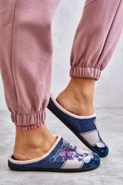 Papcie Klapki Befado Miś Z Sercem 155D210 Granatowe