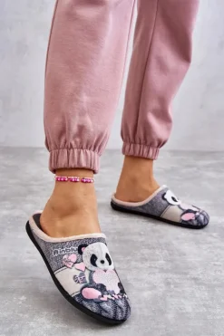 Papcie Klapki Befado Panda Z Sercem 155D209 Szare