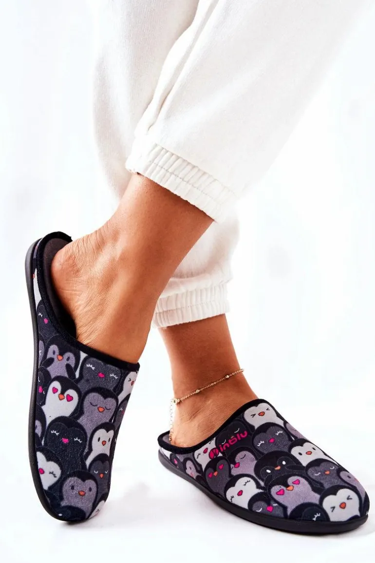 Papcie Klapki Befado Pingwinki 155D202 Czarne