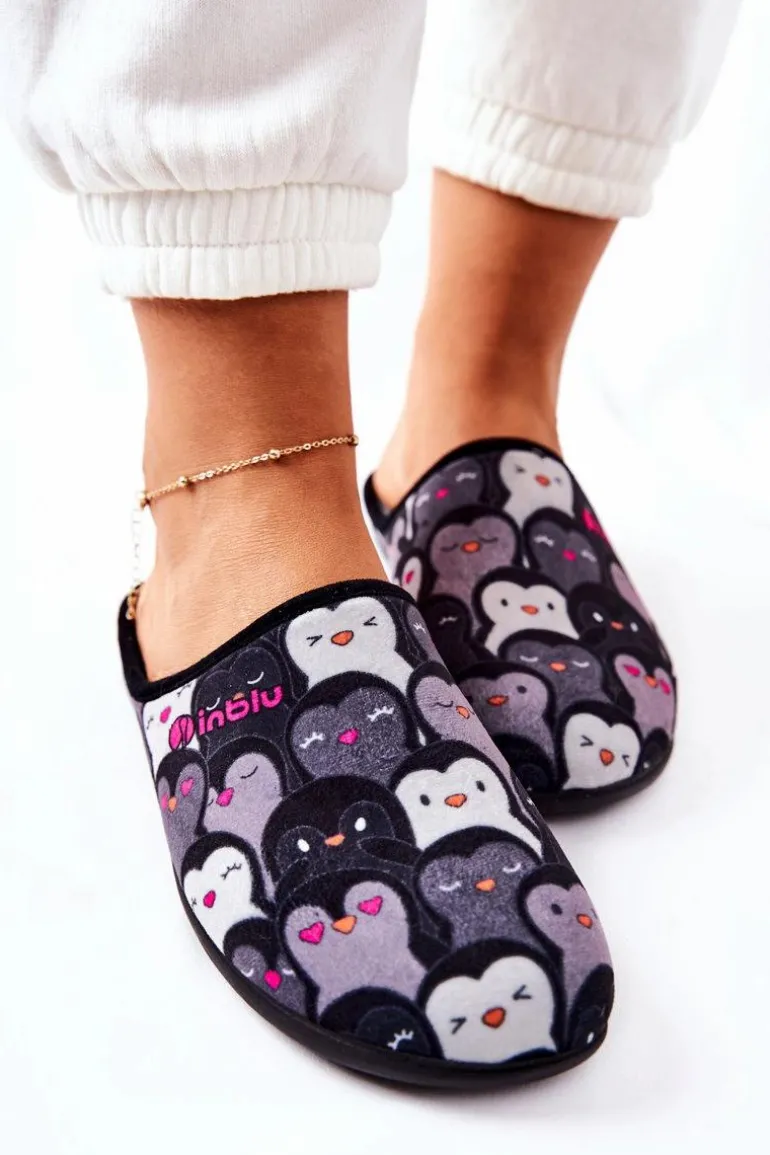 Papcie Klapki Befado Pingwinki 155D202 Czarne