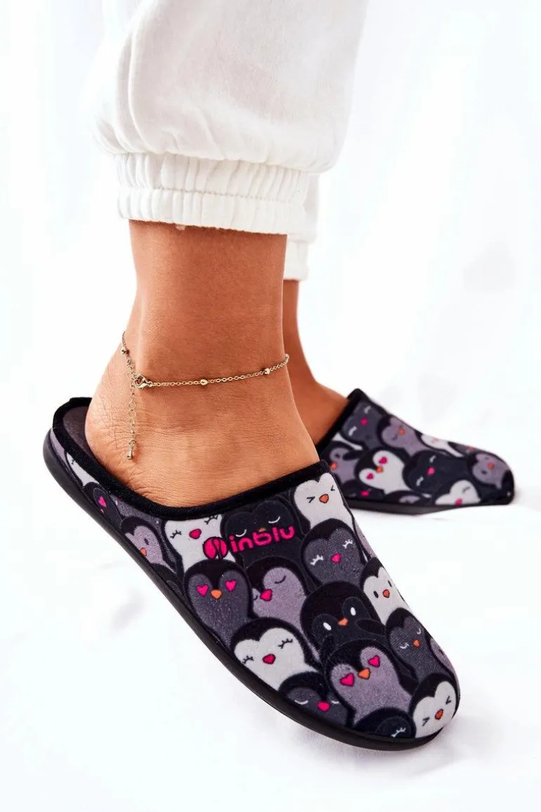 Papcie Klapki Befado Pingwinki 155D202 Czarne