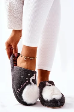 Papcie Ocieplane Łabędź Szare Reya