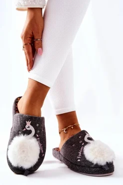 Papcie Ocieplane Łabędź Szare Reya