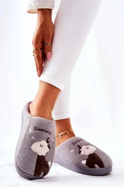 Papcie Ocieplane Renifer Szare Jilly