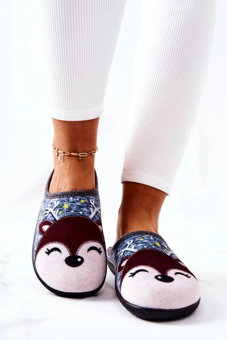 Papcie Ocieplane Renifer Niebieskie Taffy