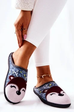 Papcie Ocieplane Renifer Niebieskie Taffy