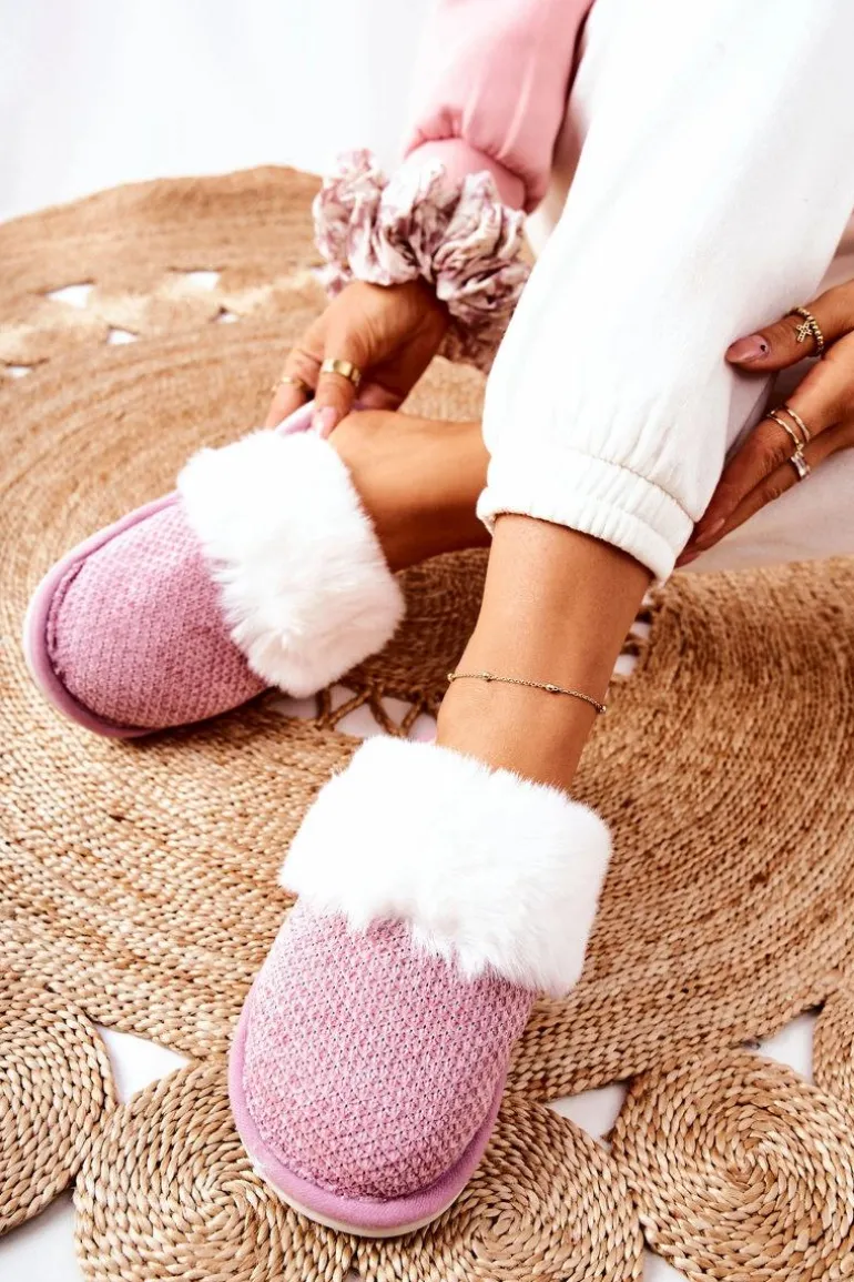 Papcie Ocieplane Z Futerkiem Ciemnoróżowe Flamarin