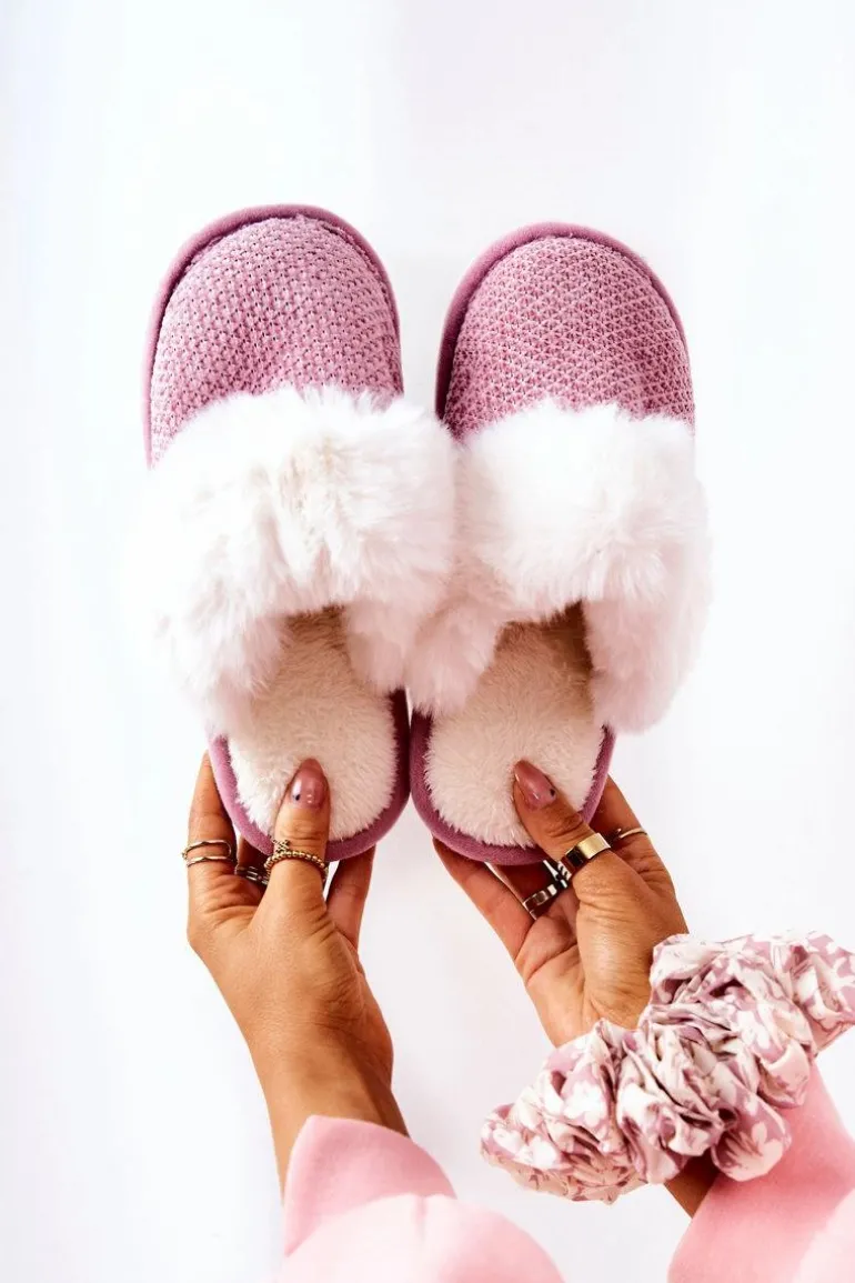 Papcie Ocieplane Z Futerkiem Ciemnoróżowe Flamarin