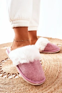 Papcie Ocieplane Z Futerkiem Ciemnoróżowe Flamarin