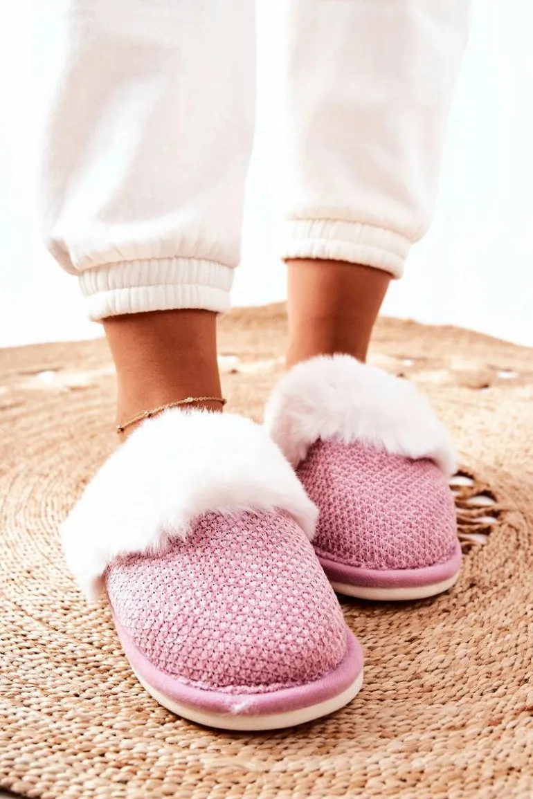 Papcie Ocieplane Z Futerkiem Ciemnoróżowe Flamarin