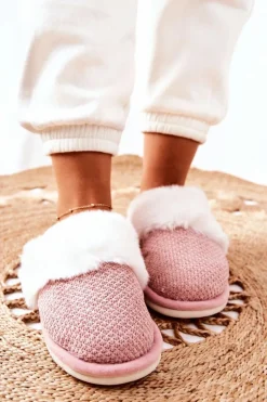 Papcie Ocieplane Z Futerkiem Różowe Flamarin