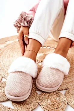 Papcie Ocieplane Z Futerkiem Beżowe Flamarin