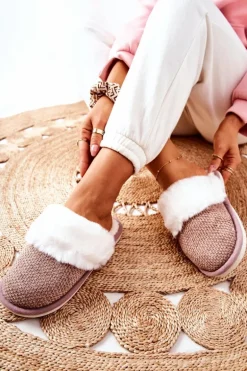 Papcie Ocieplane Z Futerkiem Jasnobrązowe Flamarin