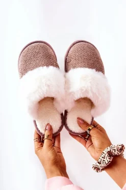 Papcie Ocieplane Z Futerkiem Jasnobrązowe Flamarin