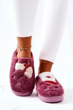 Papcie Świąteczne Mikołaj I Renifer Fioletowe