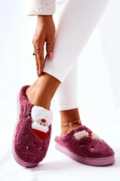 Papcie Świąteczne Mikołaj I Renifer Fioletowe