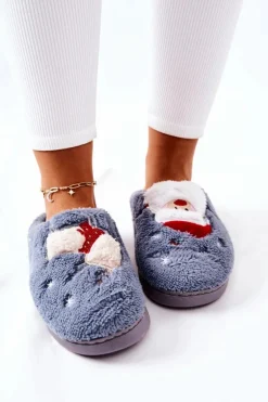 Papcie Świąteczne Mikołaj I Renifer Szare