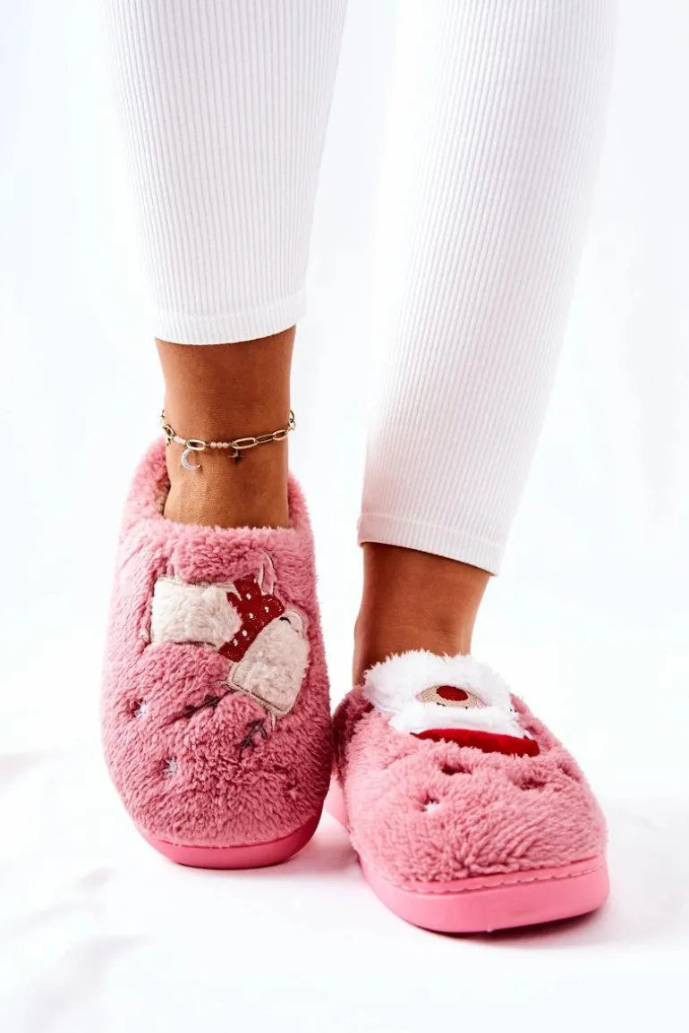 Papcie Świąteczne Mikołaj I Renifer Różowe