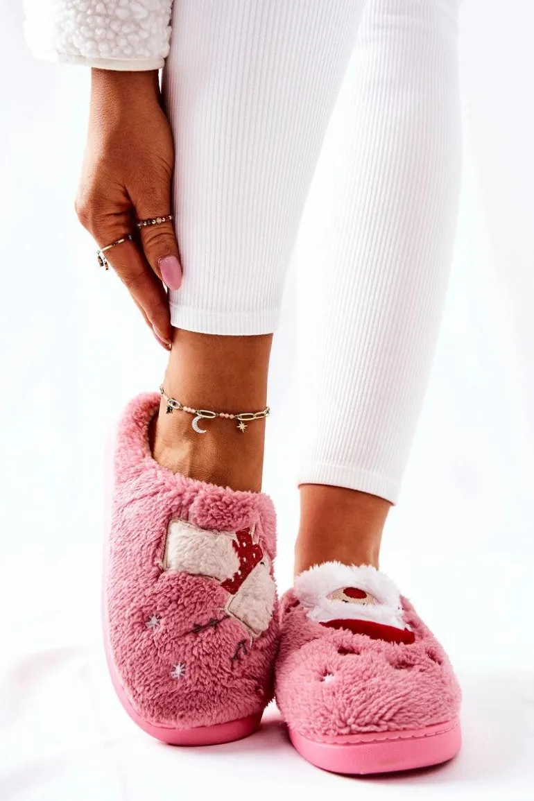 Papcie Świąteczne Mikołaj I Renifer Różowe