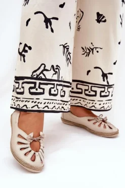 Płaskie Baleriny Z Naturalnej Skóry Zazoo 10179 Beżowe