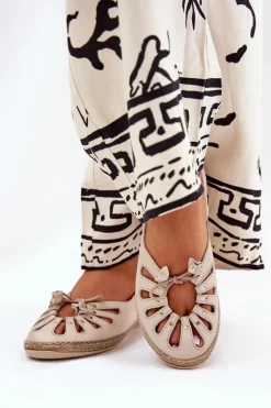 Płaskie Baleriny Z Naturalnej Skóry Zazoo 10179 Beżowe