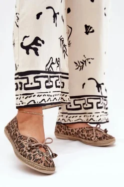 Płaskie Baleriny Z Naturalnej Skóry Panterka Zazoo 10179 Brązowe