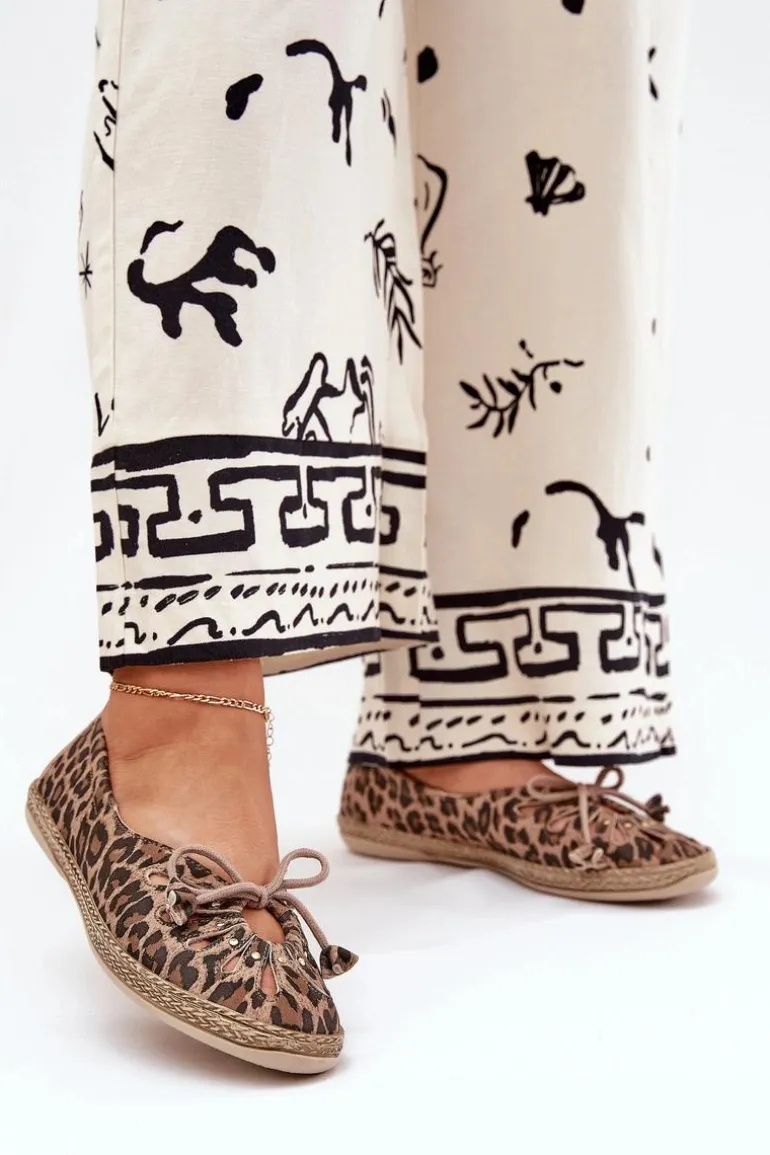 Płaskie Baleriny Z Naturalnej Skóry Panterka Zazoo 10179 Brązowe